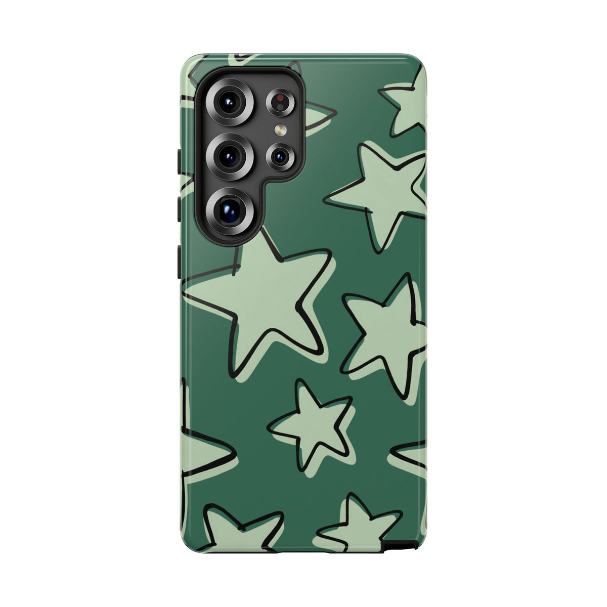 Forest Green Doodle Star Phone Case