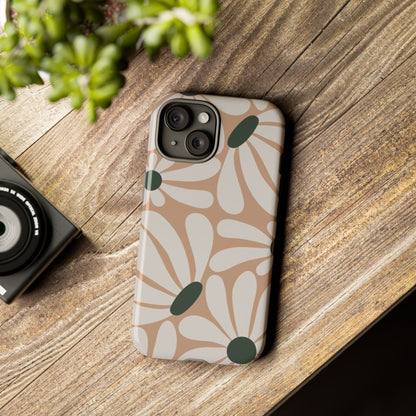 Retro Beige & White Daisy Pattern Phone Case - Beige Phone Case