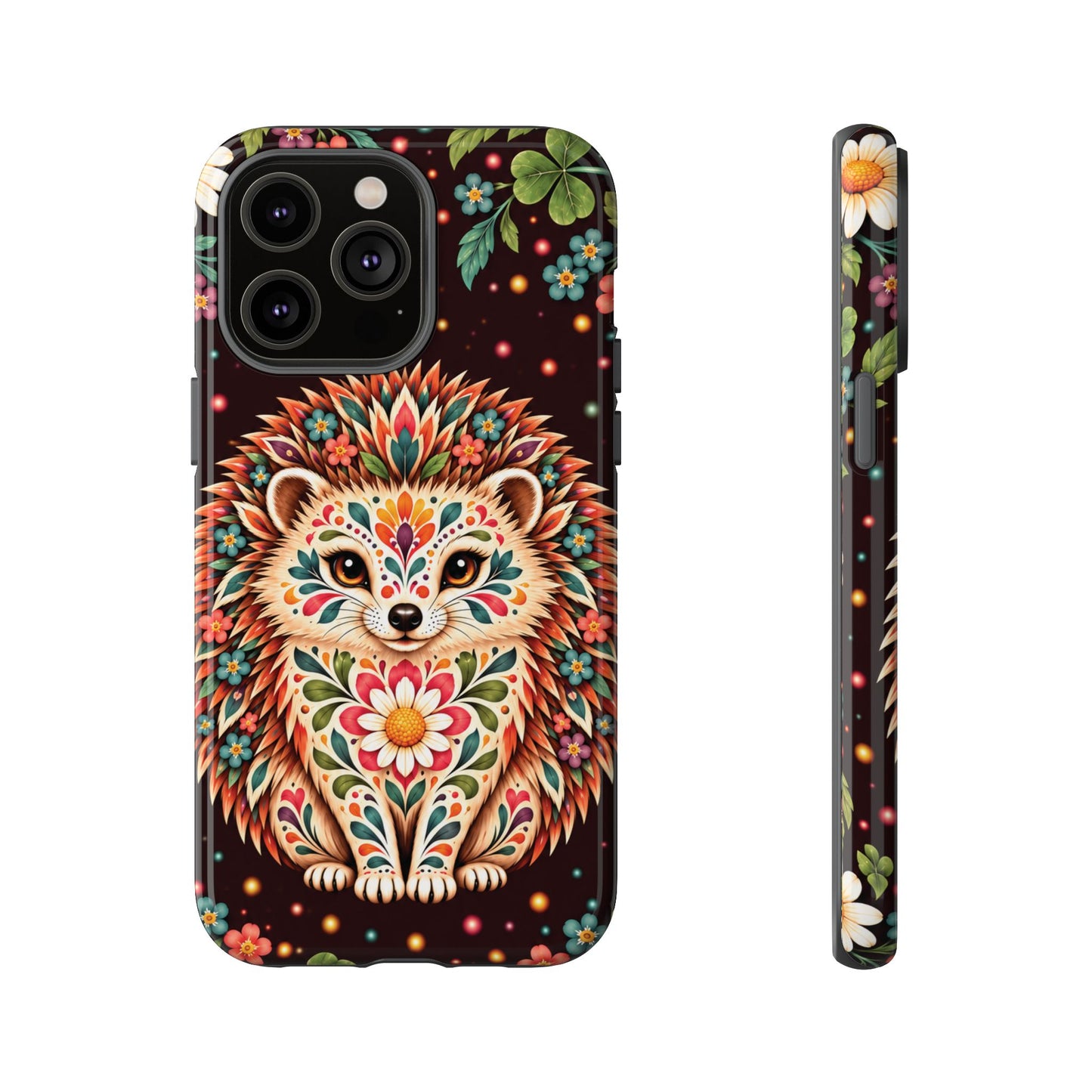 Vibrant Terracotta and Teal Calavera Hedgehog Phone Case - Multicolor Phone Case - iPhone 14 Pro Max / Glossy