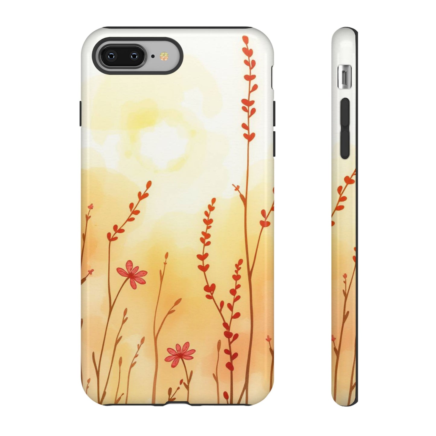 iPhone 8 Plus / Glossy Phone Case - Boho Chic Watercolour Wildflower Dusk Pattern Phone Case