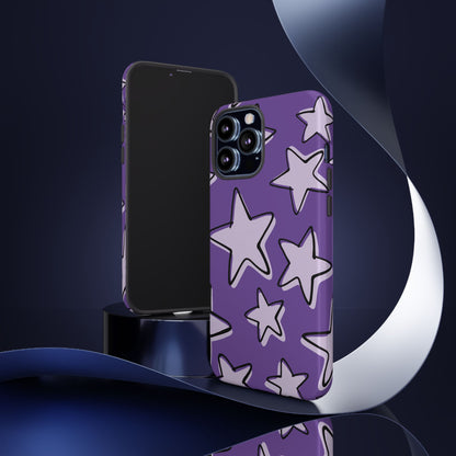 Violet Purple Doodle Star Phone Case