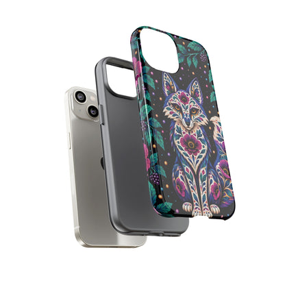 Vibrant Purple and Teal Calavera Fox Phone Case - Multicolor Phone Case