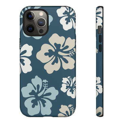 iPhone 12 Pro Max / Glossy Phone Case - ’Blue Hibiscus Retro Pattern #1’ Phone Case