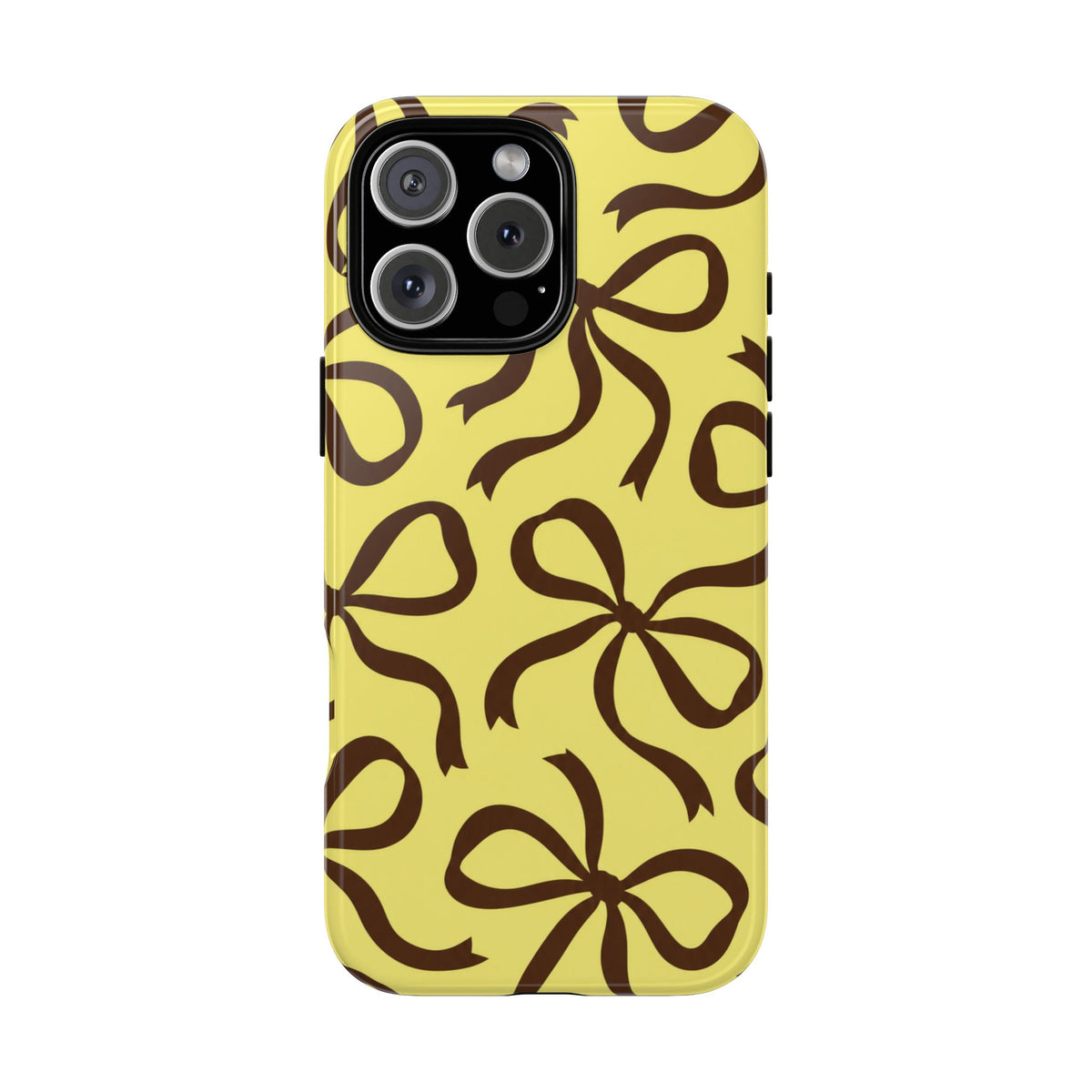 Bold Butter Yellow and Chocolate Brown Bow Pattern Phone Case