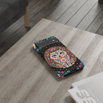 Vibrant Orange and Turquoise Calavera Hedgehog Phone Case - Multicolor Phone Case