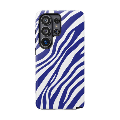 Modern Electric Blue Zebra Print Phone Case