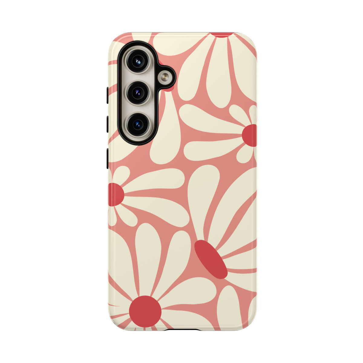 Cute Retro Pink Daisy Pattern Phone Case - Pink Phone Case - Samsung Galaxy S24 / Glossy