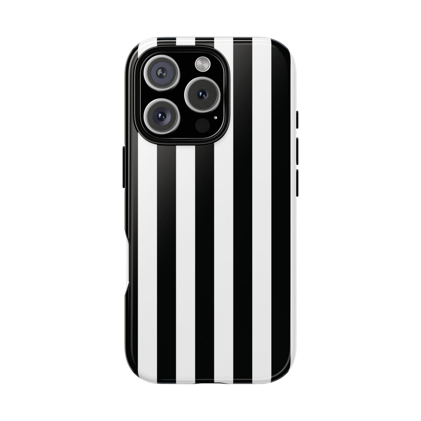iPhone 16 Pro / Glossy Phone Case - Simple Black & White Stripe Pattern Phone Case
