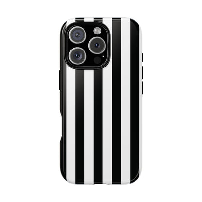 iPhone 16 Pro / Glossy Phone Case - Simple Black & White Stripe Pattern Phone Case