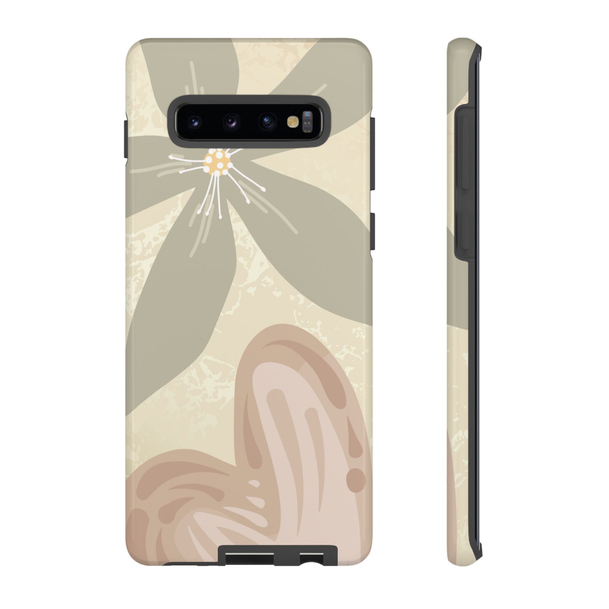 Hibiscus Heart Pattern Phone Case - Beige Phone Case - Samsung Galaxy S10 Plus / Glossy