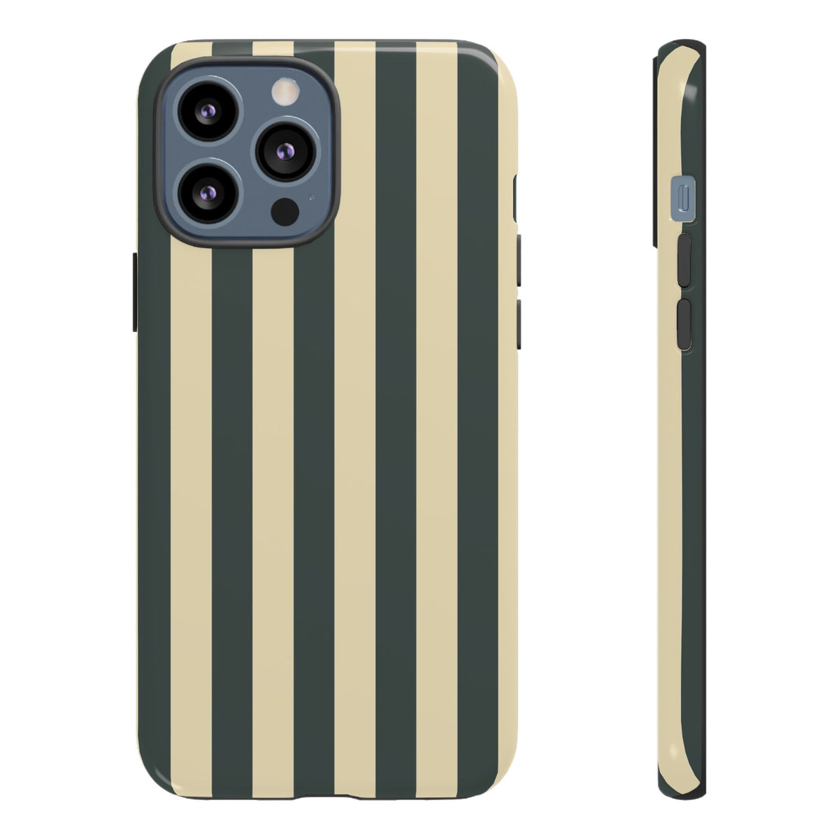Green & Beige Stripe Pattern Phone Case - Green Phone Case - iPhone 13 Pro Max / Glossy