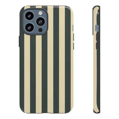 Green & Beige Stripe Pattern Phone Case - Green Phone Case - iPhone 13 Pro Max / Glossy