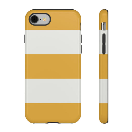 iPhone 8 / Glossy Phone Case - Yellow & White Horizontal Stripe Pattern Phone Case