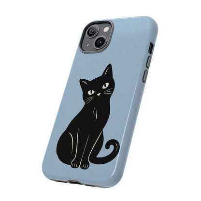 Minimalist Powder Blue & Black Cat Phone Case