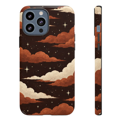 Illustrated Burnt Orange Clouds & Stars Phone Case