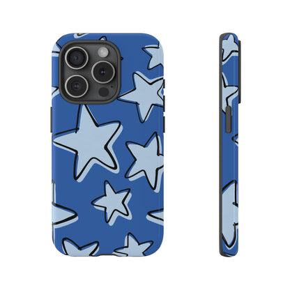 Cobalt Blue Doodle Star Phone Case