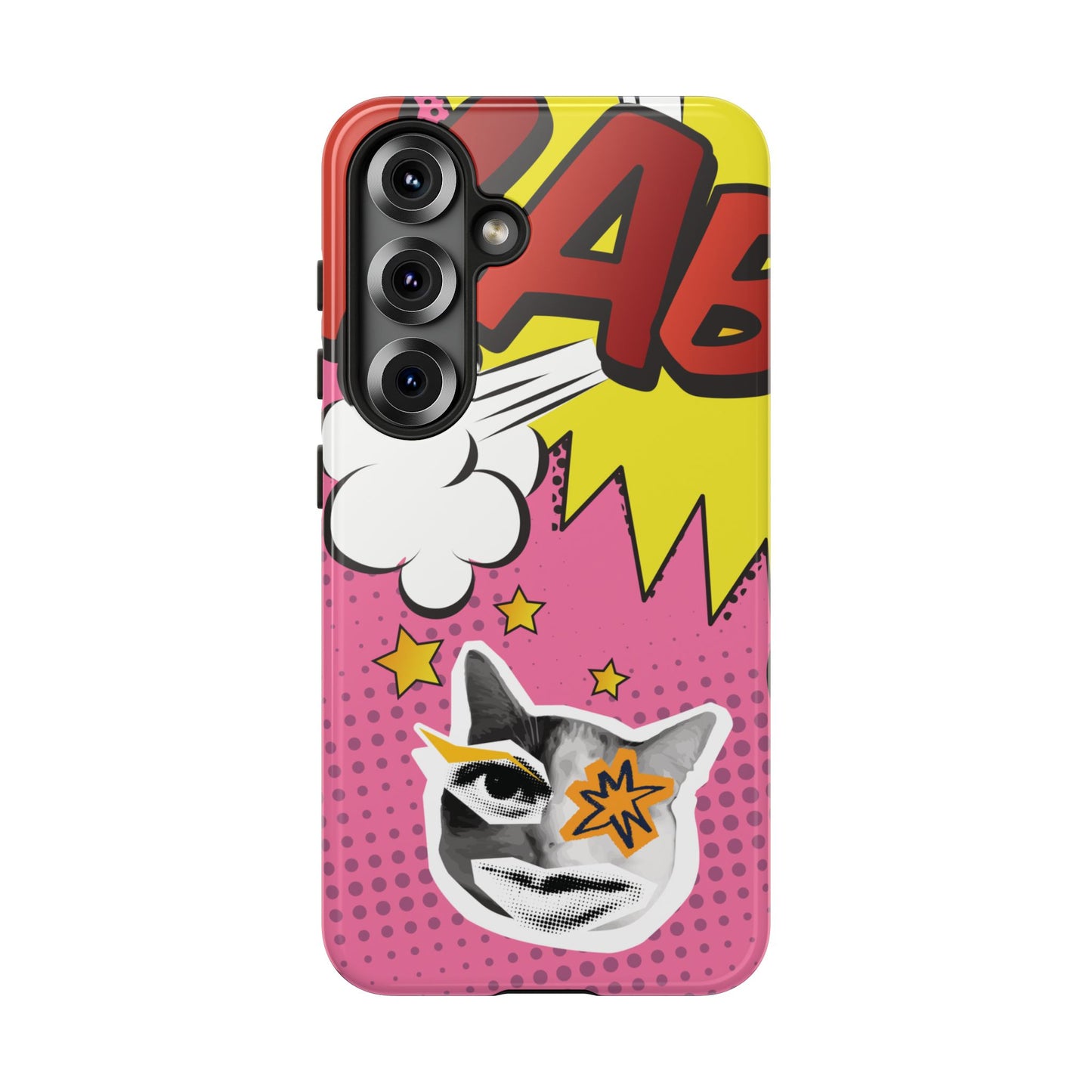 Bold Pink Pop Art Cat Phone Case - Pink Phone Case - Samsung Galaxy S25 / Glossy