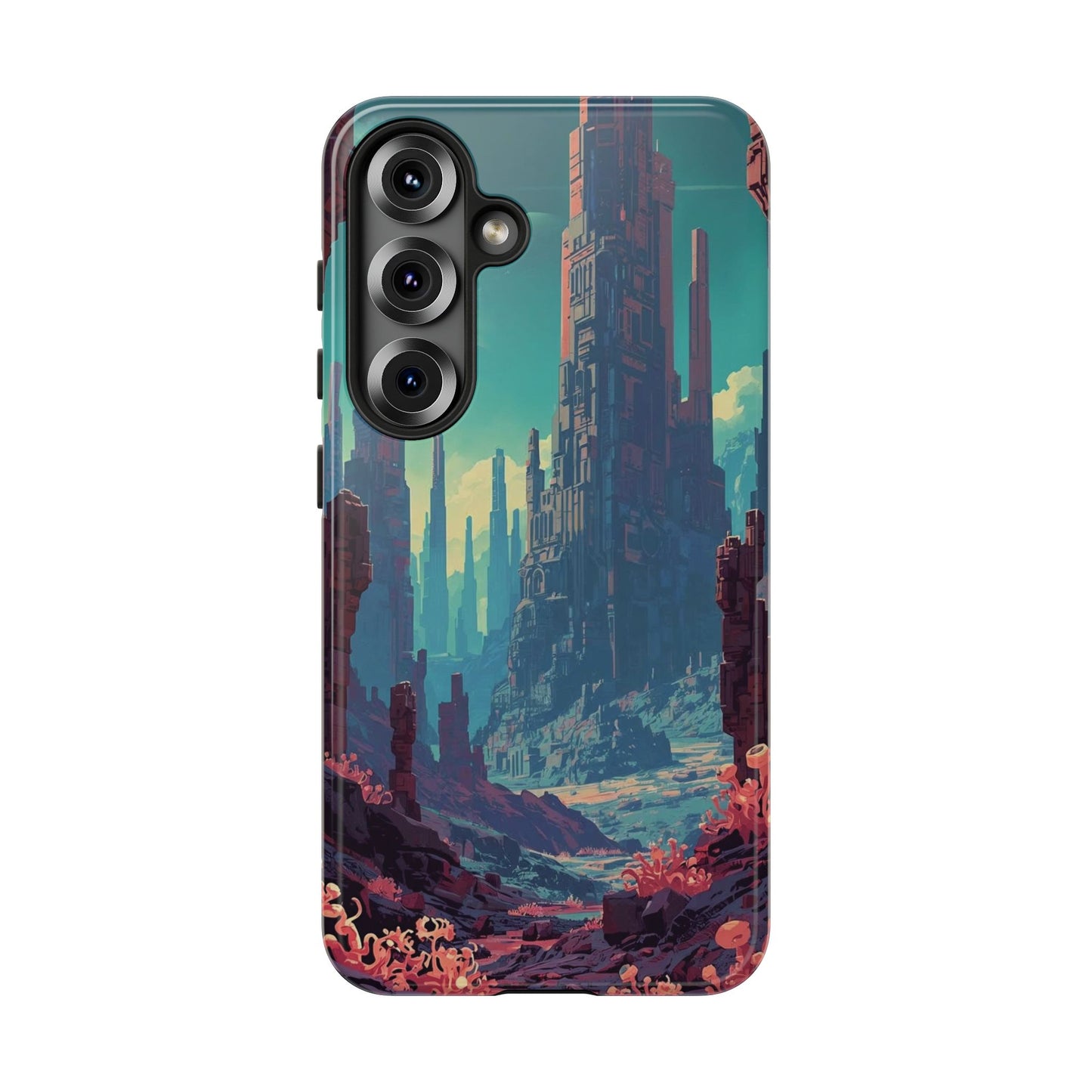 Alien Monolith Valley Sci-fi Phone Case - Pink Phone Case - Samsung Galaxy S25 / Glossy