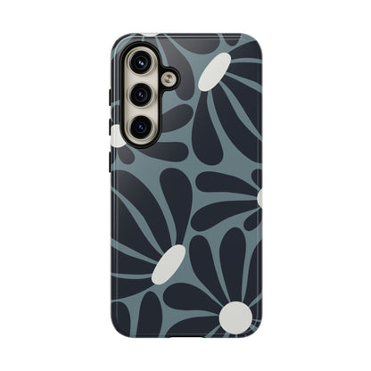 Retro Navy Blue & White Daisy Pattern Phone Case - Blue Phone Case - Samsung Galaxy S24 / Glossy