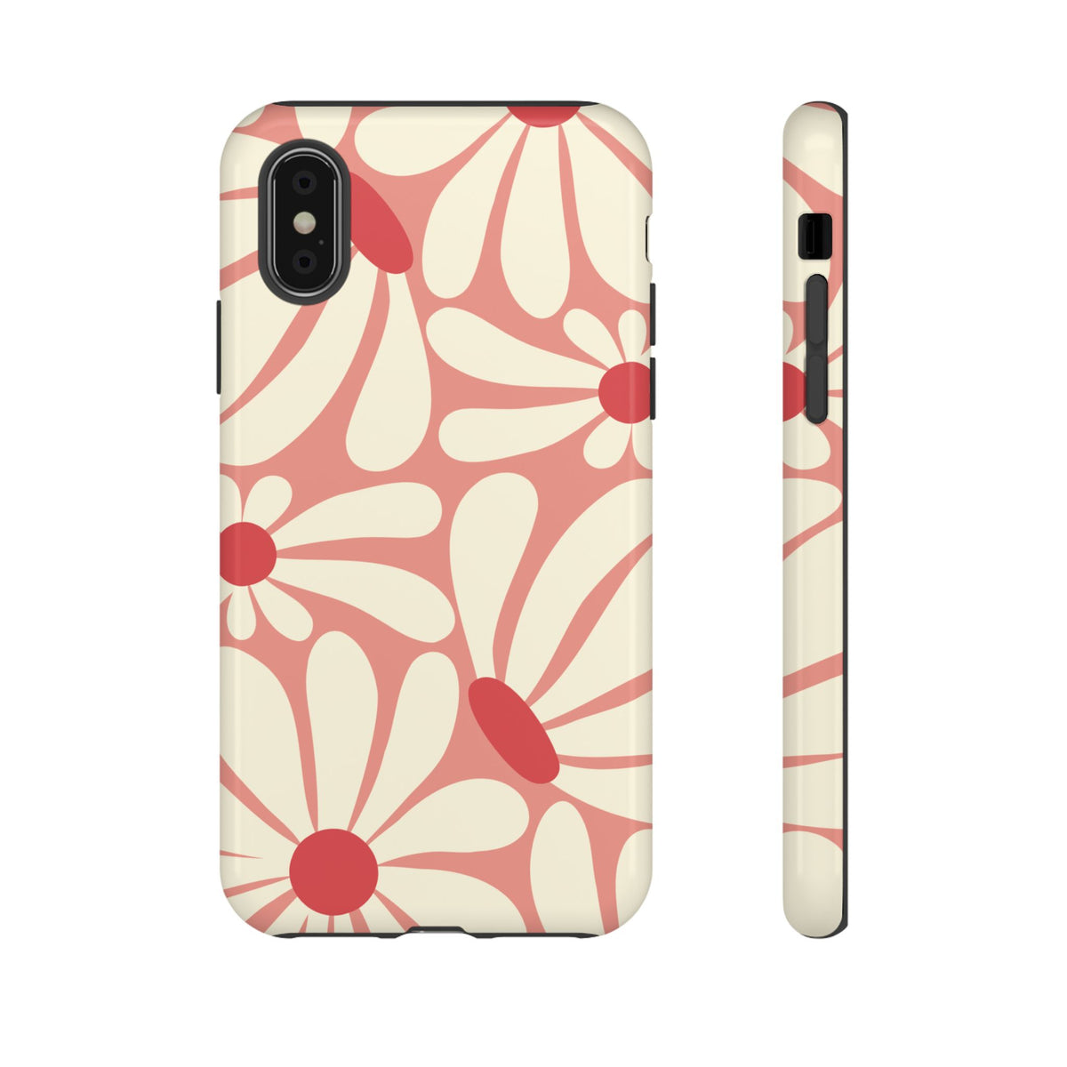 Cute Retro Pink Daisy Pattern Phone Case - Pink Phone Case - iPhone X / Glossy
