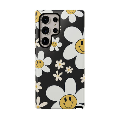 Fun Retro Daisy Pattern with Dark Grey Background Phone Case - Grey Phone Case - Samsung Galaxy S24 Ultra / Glossy