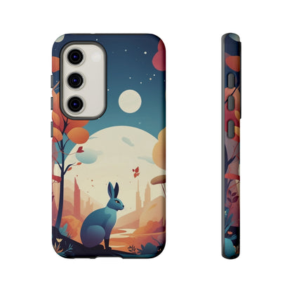 Samsung Galaxy S23 / Glossy Phone Case - Stylised Blue Hare Design Phone Case