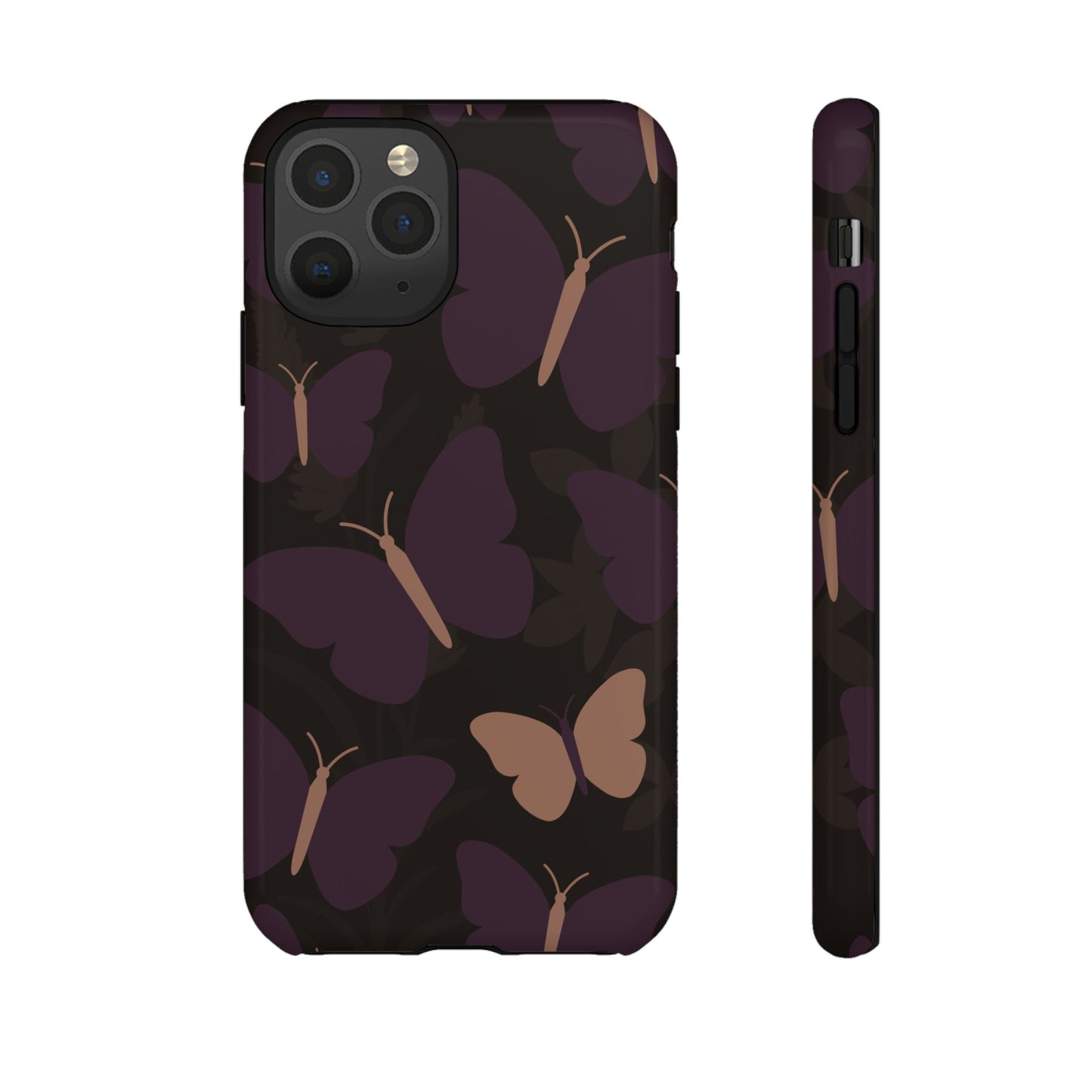 iPhone 11 Pro / Glossy Phone Case - Minimalist Purple Butterfly Pattern Phone Case