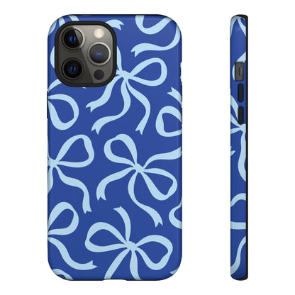Bold Cobalt Blue and Powder Blue Bow Pattern Phone Case