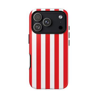 iPhone 17 Pro / Glossy Phone Case - Simple Red & White Stripe Pattern Phone Case