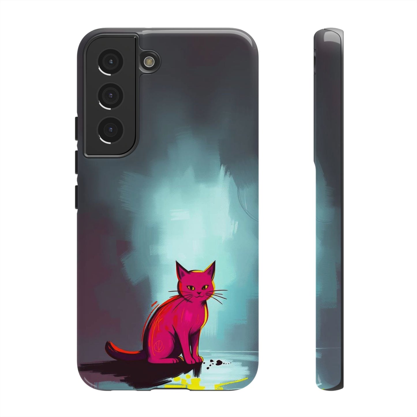 Samsung Galaxy S22 / Glossy Phone Case - Pop Art Moody Cat Design Phone Case