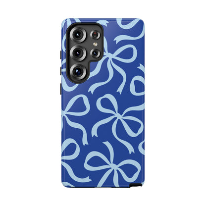 Bold Cobalt Blue and Powder Blue Bow Pattern Phone Case