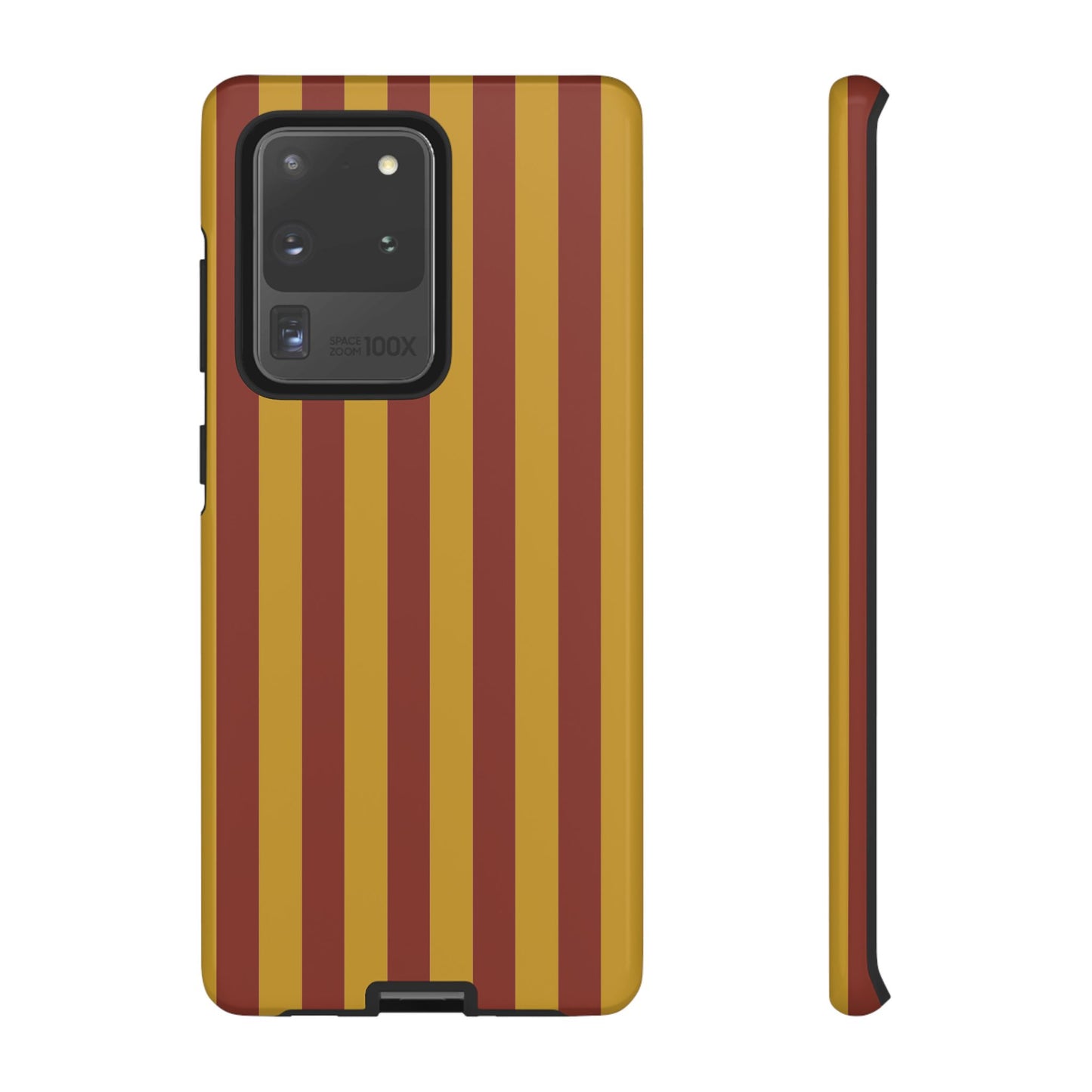 Samsung Galaxy S20 Ultra / Glossy Phone Case - Trendy Mustard & Burgandy Stripe Pattern Phone Case