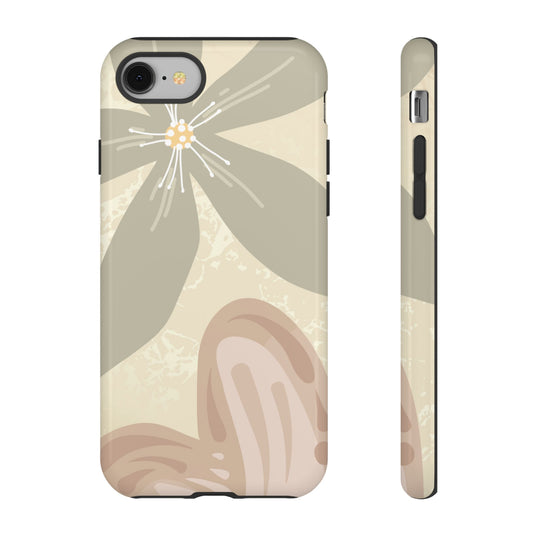 Hibiscus Heart Pattern Phone Case - Beige Phone Case - iPhone 8 / Glossy