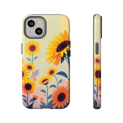 iPhone 14 / Glossy Phone Case - Modern Flat Sunflower Design Phone Case