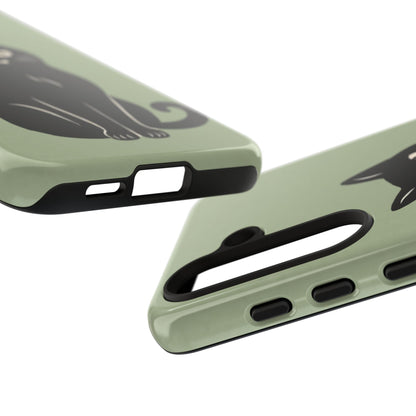 Minimalist Sage Green & Black Cat Phone Case