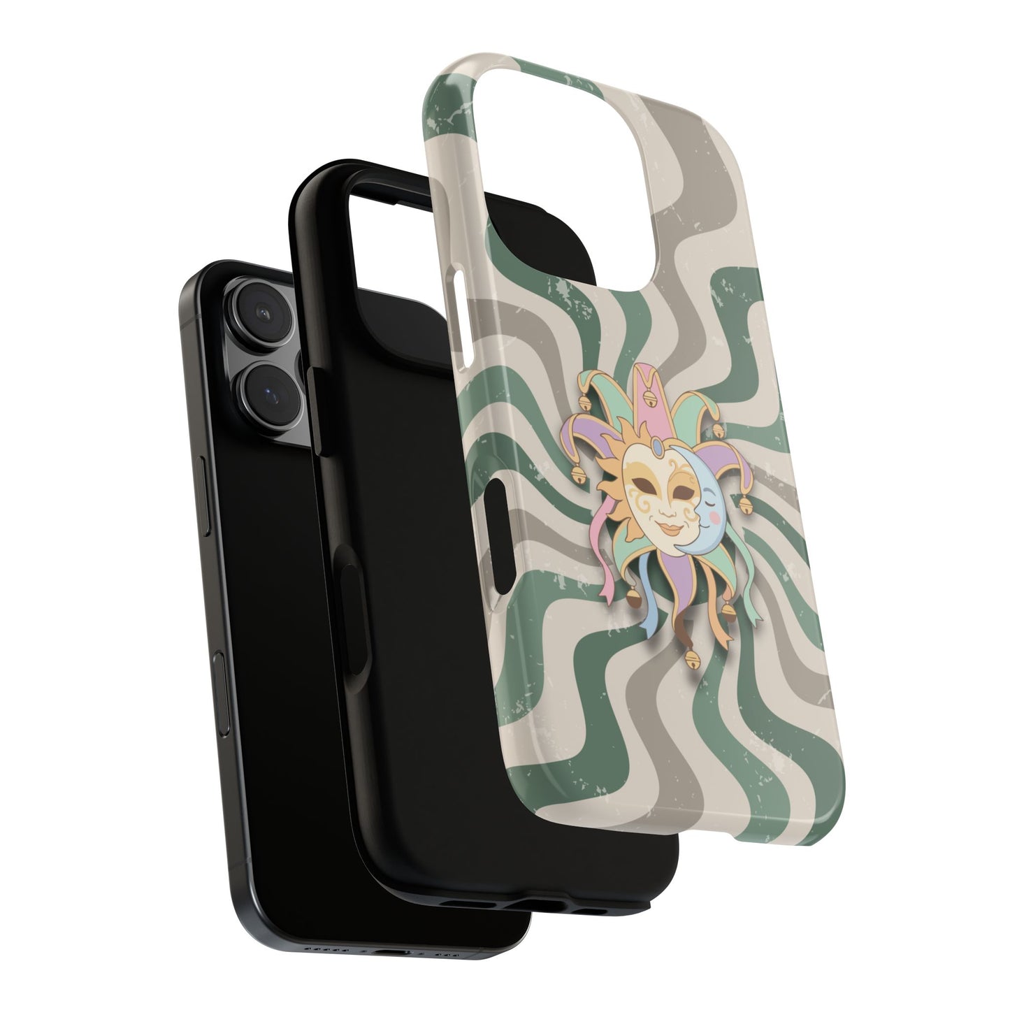 Phone Case - Sun & Moon Jester Mask – Green Retro Wave Phone Case