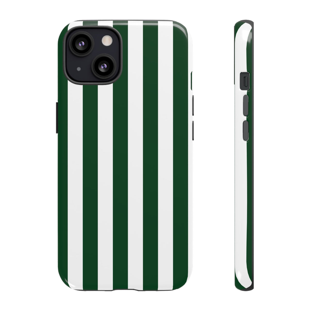 Simple Dark Green & White Stripe Pattern Phone Case - Green Phone Case - iPhone 13 / Glossy