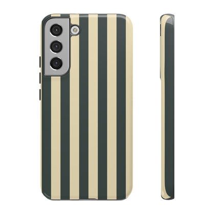 Samsung Galaxy S22 Plus / Glossy Phone Case - ’Green & Beige Stripe Pattern’ Phone Case
