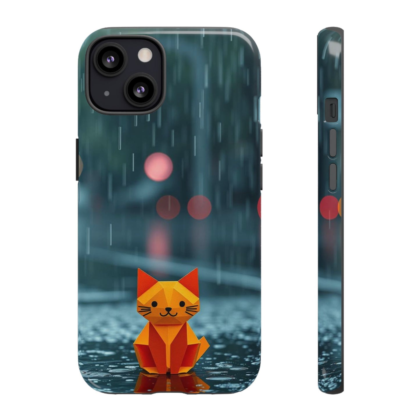 iPhone 13 / Glossy Phone Case - Origami ’Soggy Cat’ Design Phone Case