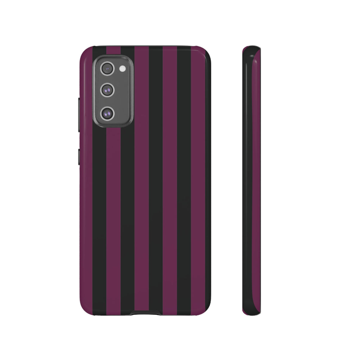 Trendy Plum & Black Stripe Pattern Phone Case - Purple Phone Case - Samsung Galaxy S20 FE / Glossy