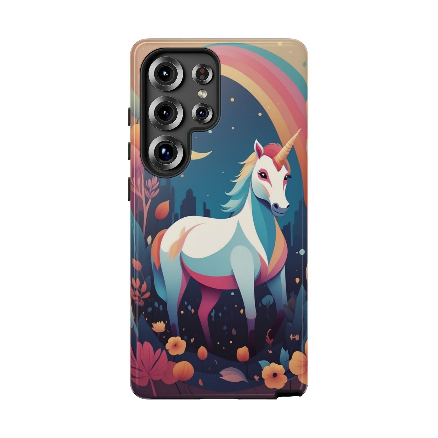Samsung Galaxy S25 Ultra / Glossy Phone Case - Stylised Unicorn & Rainbow Design Phone Case