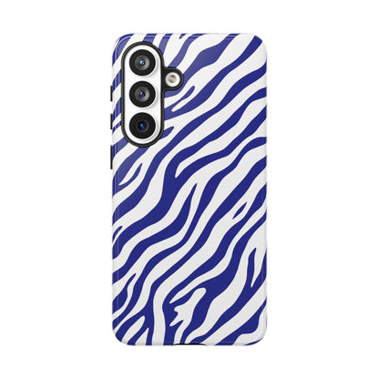 Stylish Electric Blue Zebra Print Phone Case