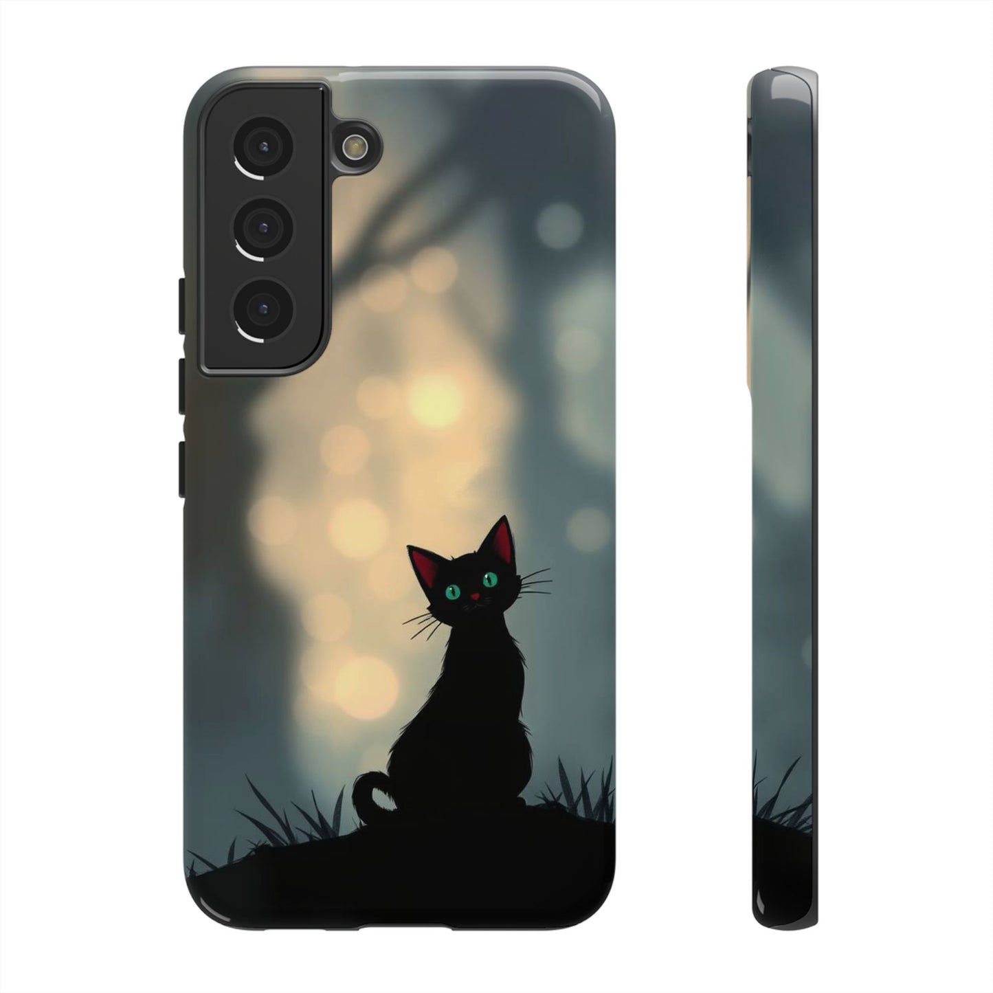 Samsung Galaxy S22 / Glossy Phone Case - Gothic Cat Design Phone Case