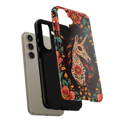 Elegant Terracotta and Teal Calavera Unicorn Phone Case - Phone Case