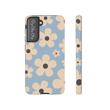 Cute Light Blue & Cream Daisy Pattern Phone Case - Blue Phone Case - Samsung Galaxy S21 FE / Glossy