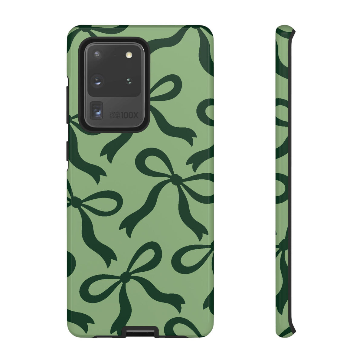 Bold Sage Green and Forest Green Bow Pattern Phone Case - Green Phone Case - Samsung Galaxy S20 Ultra / Glossy
