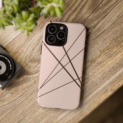 Abstract Pink with Brown Lines Phone Case - Pink Phone Case