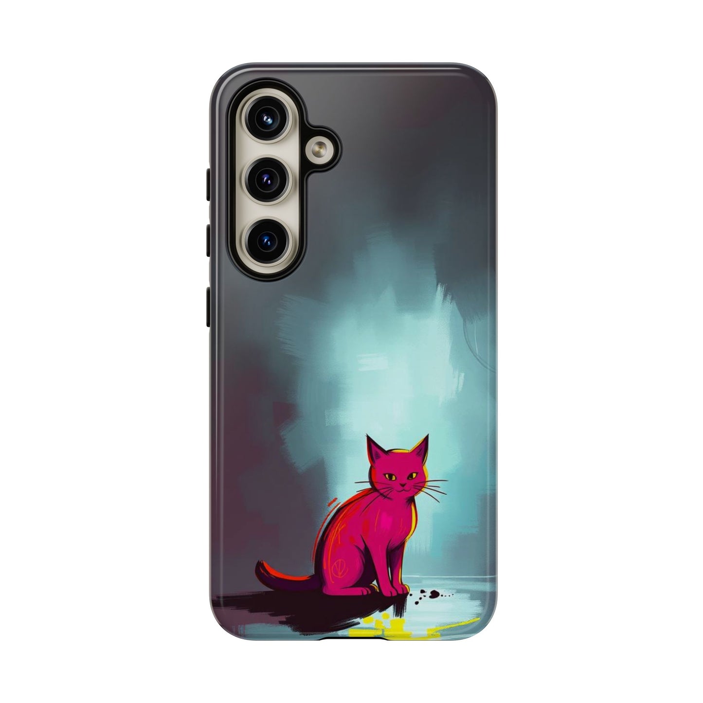 Samsung Galaxy S24 / Glossy Phone Case - Pop Art Moody Cat Design Phone Case