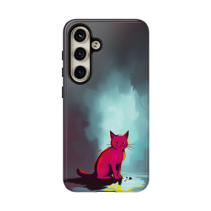 Samsung Galaxy S24 / Glossy Phone Case - Pop Art Moody Cat Design Phone Case