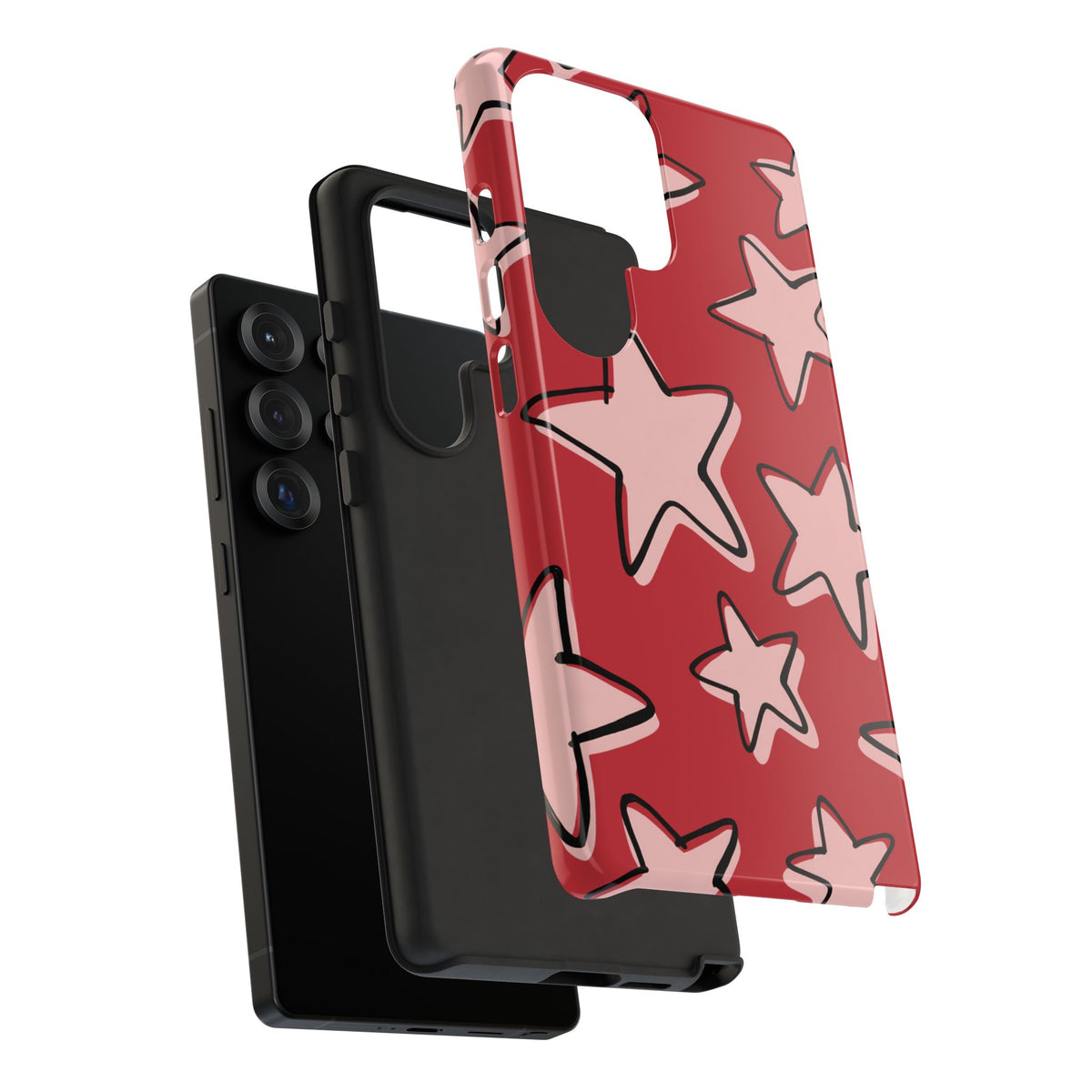 Cherry Red Doodle Star Phone Case